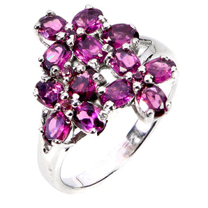925 Sterling Silver Ring Oval Rhodolite Garnet 4x3mm Gemstone Jewelry Size 8.5