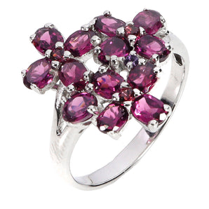 925 Sterling Silver Ring Oval Rhodolite Garnet 4x3mm Gemstone Jewelry Size 7.5