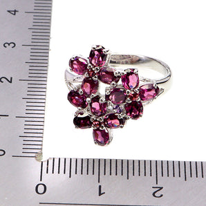 925 Sterling Silver Ring Oval Rhodolite Garnet 4x3mm Gemstone Jewelry Size 7.5