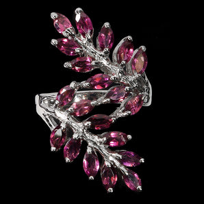 925 Sterling Silver Ring Marquise Rhodolite Garnet Natural Gemstone Jewelry 7.5