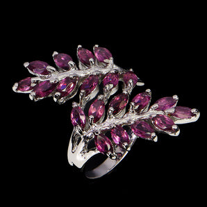 925 Sterling Silver Ring Marquise Rhodolite Garnet Natural Gemstone Jewelry 7.5