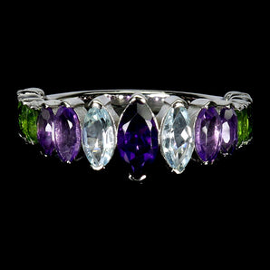 925 Sterling Silver Ring Marquise Amethyst Chrome Diopside Gemstone Jewelry 9