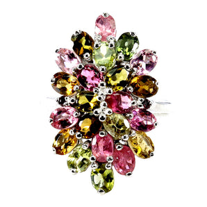 925 Sterling Silver Ring Oval Tourmaline 4x3mm Natural Gemstone Jewelry Size 7.5