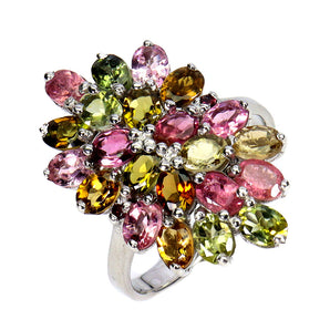 925 Sterling Silver Ring Oval Tourmaline 4x3mm Natural Gemstone Jewelry Size 7.5