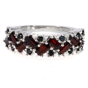 925 Sterling Silver Ring Baguette Mozambique Garnet Spinel Gemstone Jewelry Sz 9