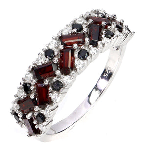 925 Sterling Silver Ring Baguette Mozambique Garnet Spinel Gemstone Jewelry Sz 9