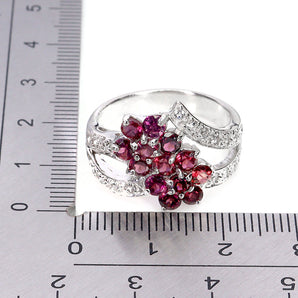 925 Sterling Silver Ring Round Rhodolite Garnet Topaz Gemstone Jewelry Size 9