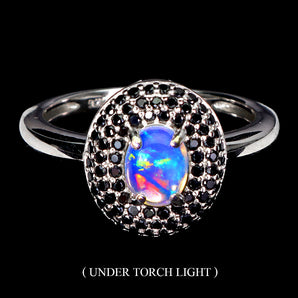 925 Sterling Silver Ring Oval Fire Opal 7x5mm Spinel Natural Gemstone Jewelry 8