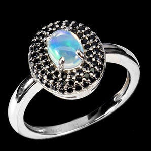 925 Sterling Silver Ring Oval Fire Opal 7x5mm Spinel Natural Gemstone Jewelry 8