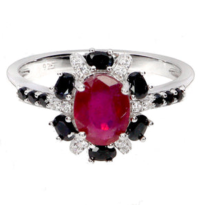 925 Sterling Silver Ring Oval Ruby 8x6mm Spinel Natural Gemstone Jewelry Size 8
