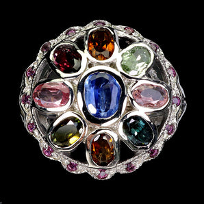 925 Sterling Silver Ring Oval Kyanite 6x4mm Tourmaline Gemstone Jewelry Size 9