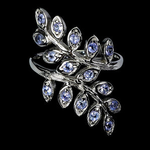 925 Sterling Silver Ring Round Tanzanite Natural Gemstone Jewelry Size 9
