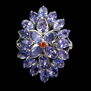 925 Sterling Silver Ring Oval Tanzanite 5x3mm Sapphire Gemstone Jewelry Size 8