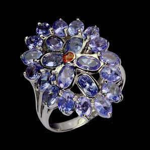925 Sterling Silver Ring Oval Tanzanite 5x3mm Sapphire Gemstone Jewelry Size 8
