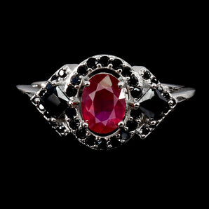 925 Sterling Silver Ring Oval Ruby 7x5mm Spinel Natural Gemstone Jewelry Size 7