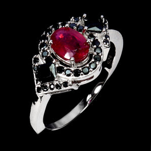 925 Sterling Silver Ring Oval Ruby 7x5mm Spinel Natural Gemstone Jewelry Size 7