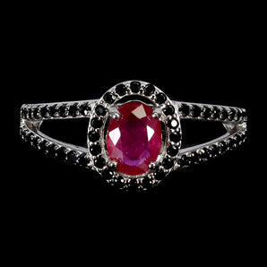 925 Sterling Silver Ring Oval Ruby 7x5mm Spinel Natural Gemstone Jewelry Size 8