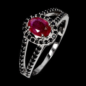 925 Sterling Silver Ring Oval Ruby 7x5mm Spinel Natural Gemstone Jewelry Size 8
