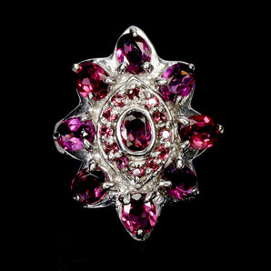 925 Sterling Silver Ring Oval Rhodolite Garnet 5x4mm Gemstone Jewelry Size 7