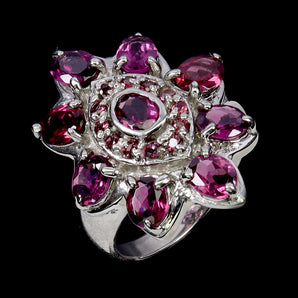 925 Sterling Silver Ring Oval Rhodolite Garnet 5x4mm Gemstone Jewelry Size 7