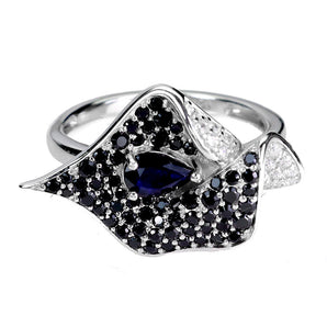 925 Sterling Silver Ring Pear Sapphire 6x4mm Spinel Natural Gemstone Jewelry 7