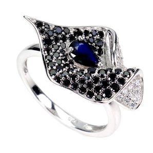 925 Sterling Silver Ring Pear Sapphire 6x4mm Spinel Natural Gemstone Jewelry 7