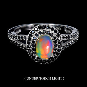 925 Sterling Silver Ring Oval Fire Opal 7x5mm Spinel Natural Gemstone Jewelry 7