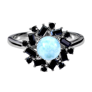 925 Sterling Silver Ring Round Larimar 6mm Spinel Natural Gemstone Jewelry Sz 9