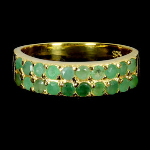 925 Sterling Silver Ring Round Emerald 2mm Natural Gemstone Jewelry Size 8