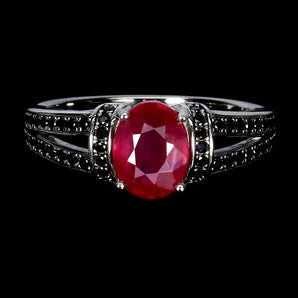 925 Sterling Silver Ring Oval Ruby 8x6mm Spinel Natural Gemstone Jewelry Size 8