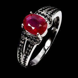 925 Sterling Silver Ring Oval Ruby 8x6mm Spinel Natural Gemstone Jewelry Size 8