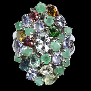 925 Sterling Silver Ring Oval Aquamarine 6x4mm Tourmaline Gemstone Jewelry Sz 8