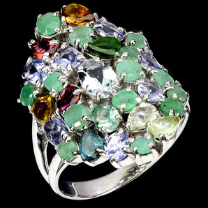 925 Sterling Silver Ring Oval Aquamarine 6x4mm Tourmaline Gemstone Jewelry Sz 8