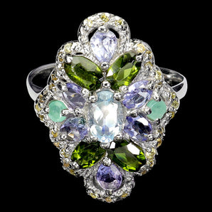 925 Sterling Silver Ring Oval Aquamarine 6x4mm Sapphire Gemstone Jewelry Size 8