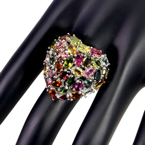 925 Sterling Silver Ring Oval Tourmaline 5x3mm Natural Gemstone Jewelry Size 9