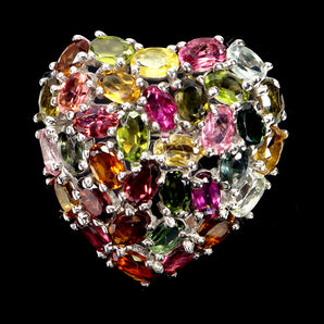 925 Sterling Silver Ring Oval Tourmaline 5x3mm Natural Gemstone Jewelry Size 9