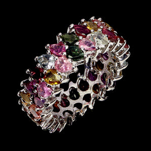 925 Sterling Silver Ring Pear Tourmaline 4x3mm Natural Gemstone Jewelry Size 9