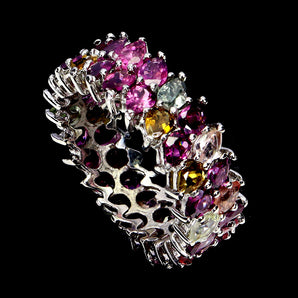 925 Sterling Silver Ring Pear Tourmaline 4x3mm Natural Gemstone Jewelry Size 7