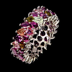 925 Sterling Silver Ring Pear Tourmaline 4x3mm Natural Gemstone Jewelry Size 7