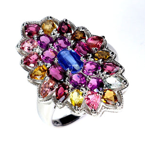 925 Sterling Silver Ring Oval Kyanite 6x4mm Tourmaline Gemstone Jewelry Size 7.5