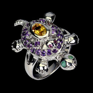 925 Sterling Silver Ring Oval Citrine 6x4mm Amethyst Emerald Gemstone Jewelry 8