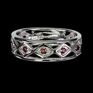 925 Sterling Silver Ring Round Rhodolite Garnet Gemstone Jewelry Size 9.5