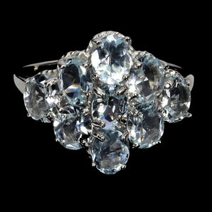 925 Sterling Silver Ring Oval Aquamarine 5x4mm Natural Gemstone Jewelry Size 7.5