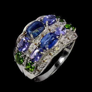 925 Sterling Silver Ring Oval Kyanite 6x4mm Sapphire Gemstone Jewelry Size 8