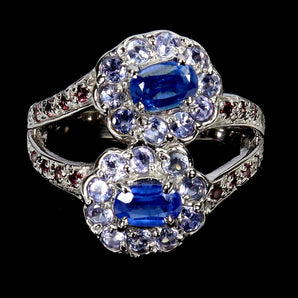 925 Sterling Silver Ring Oval Kyanite 6x4mm Tanzanite Gemstone Jewelry Size 8