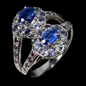 925 Sterling Silver Ring Oval Kyanite 6x4mm Tanzanite Gemstone Jewelry Size 8