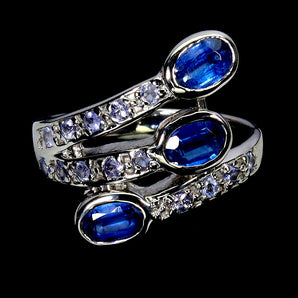 925 Sterling Silver Ring Oval Kyanite 6x4mm Tanzanite Gemstone Jewelry Size 9