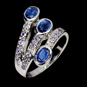 925 Sterling Silver Ring Oval Kyanite 6x4mm Tanzanite Gemstone Jewelry Size 9