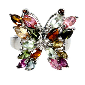 925 Sterling Silver Ring Marquise Tourmaline 6x3mm Sapphire Gemstone Jewelry 8