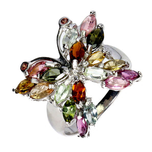 925 Sterling Silver Ring Marquise Tourmaline 6x3mm Sapphire Gemstone Jewelry 8